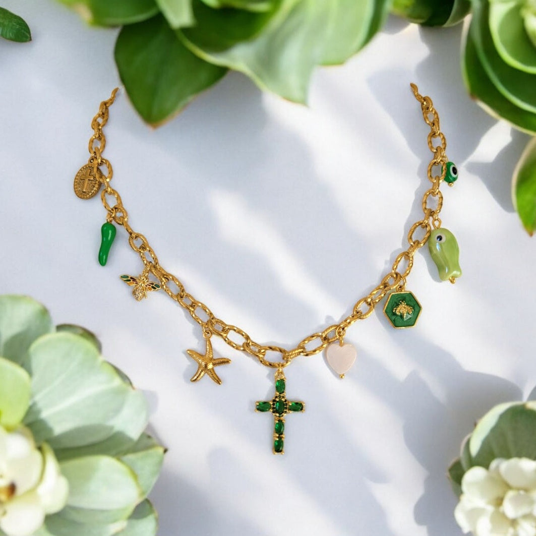 COLLIER CHARMS GREEN